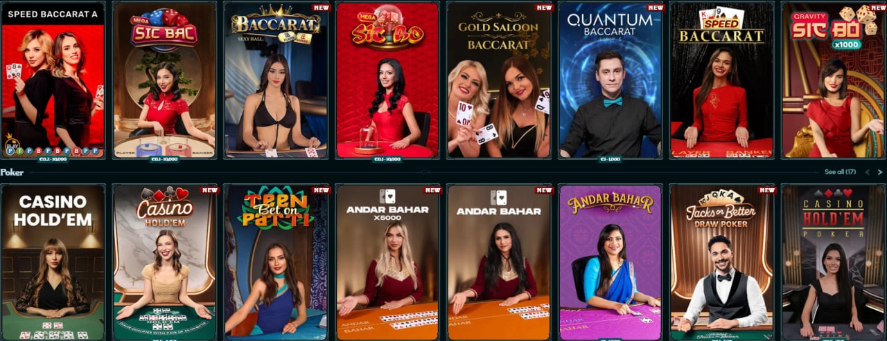 carinabet casino live games
